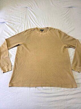 Treasure & Bond Mens Long Sleeve Waffle Thermal Shirt XL Tan Beige Crewneck